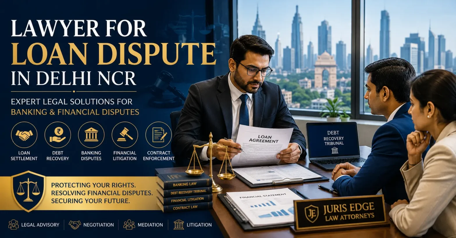 Lawyer for loan dispute in Delhi NCR advising clients on banking disputes, debt recovery, and loan settlement matters