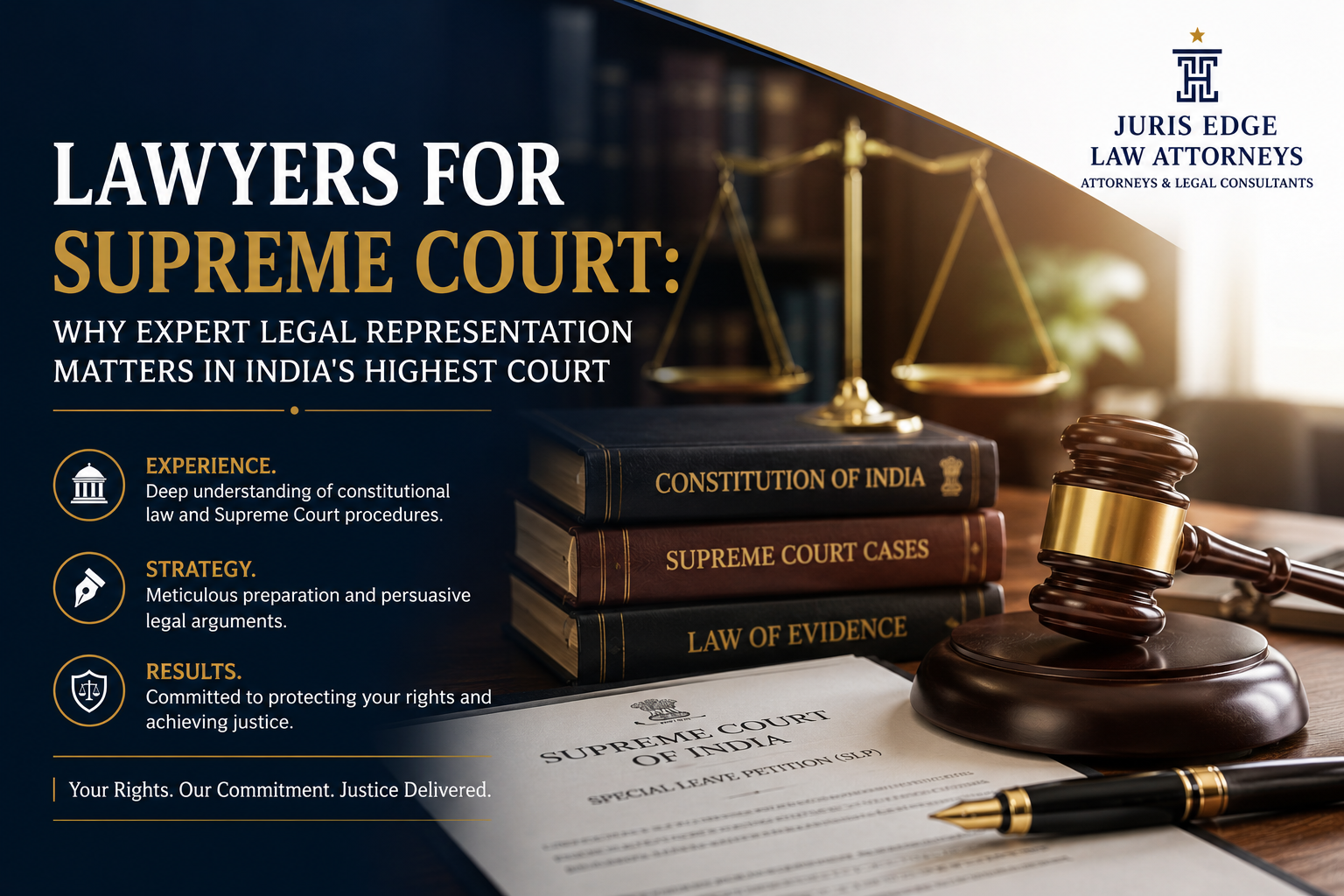 Experienced lawyers for Supreme Court representation in India handling appeals, constitutional matters, and Special Leave Petitions.